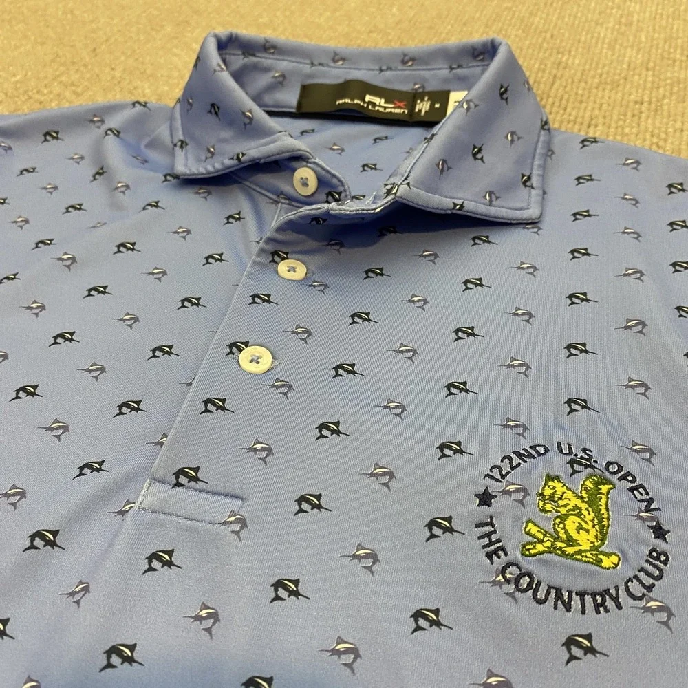 122nd U.S. Open Shirt Mens Medium Blue Golf Polo The Country Club Ralph Lauren